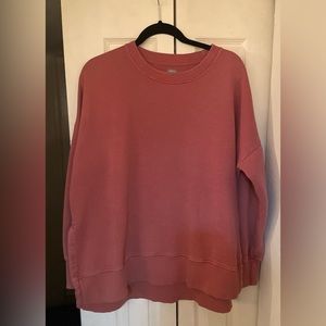 Aerie pullover sweatshirt with slit, rust color